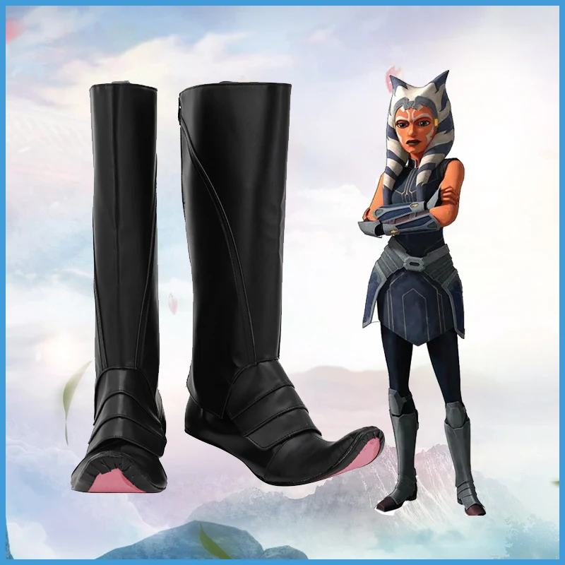 AhsokaTanoCosplayPULeatherBootsShoesHalloweenCosplayProp