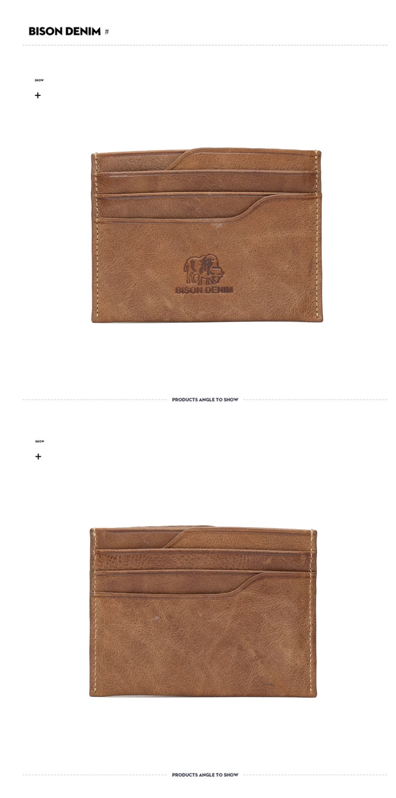 BISON DENIM, мужские кошельки из натуральной кожи, портмоне из воловьей кожи, маленькие кошельки для кредитных карт и удостоверений личности, короткие мужские кошельки, визитницы W9315