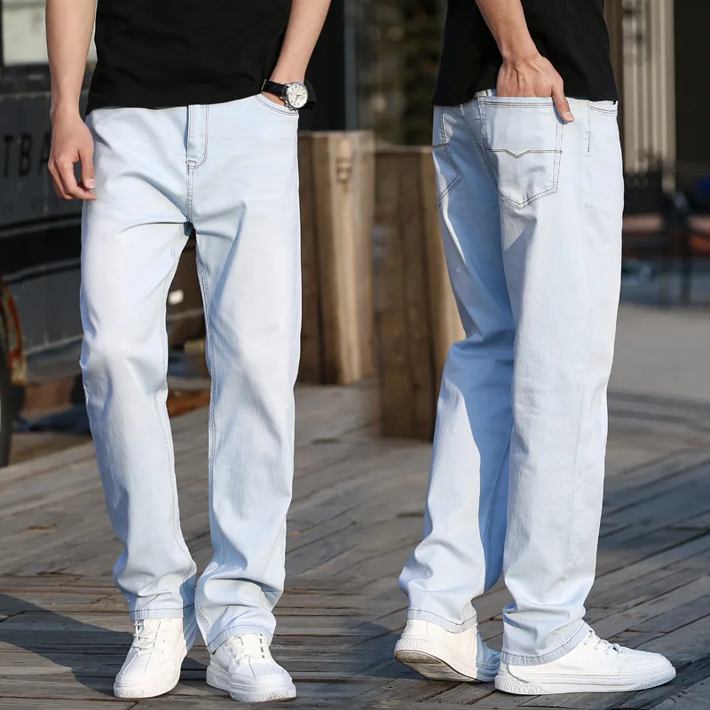 2022 Summer Men's Jeans Light Colors Straight Casual Trousers Loose Thin Denim Pants Popular Male Men Cowboy Clothing