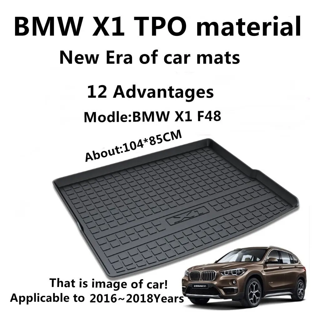

SJ ALL Weather TPO Car Trunk Mats Tail Boot Cargo Liner Cover Rear Cargo Tray Luggage Pad For BMW X1 2016 2017 2018