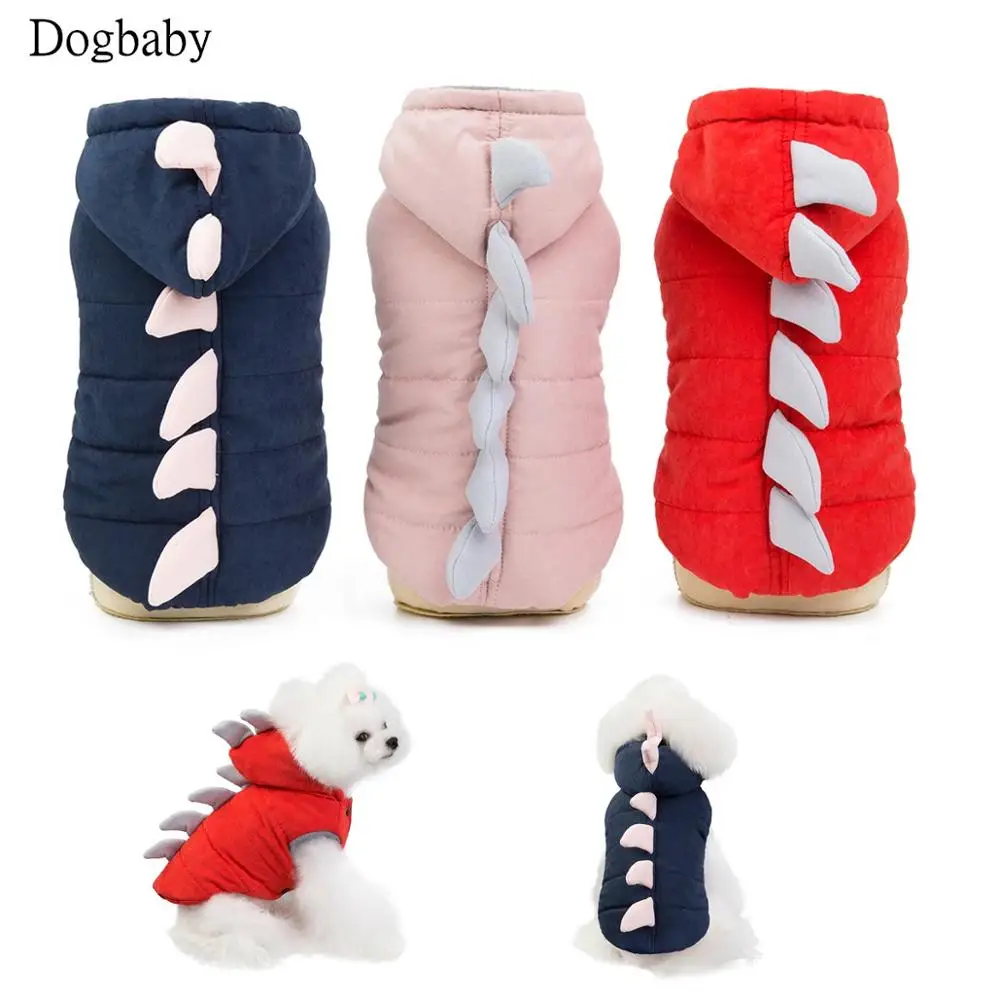 

A61 Winter Pet Dog Jacket Clothes Warm Small Puppy Cats Hoodie Coat Dog Dinosaur Costume With Hats Pet Accessories