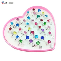 Bijoux ajustables dans une boîte, 36 pièces, cadeau pour petite fille, pour faire semblant de jouer et de s'habiller, popits de forme aléatoire 