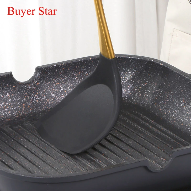 1pc/6pc/7pc Silicone Kitchenware Cooking Utensils Set Non-stick Cookware Spatula Shovel Stainless Steel Handle