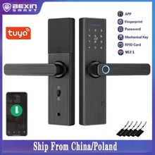 Tuya Smart Door Lock WiFi Fingerprint Password IC Card Lock, APP Remotely Fechadura Digital Lock