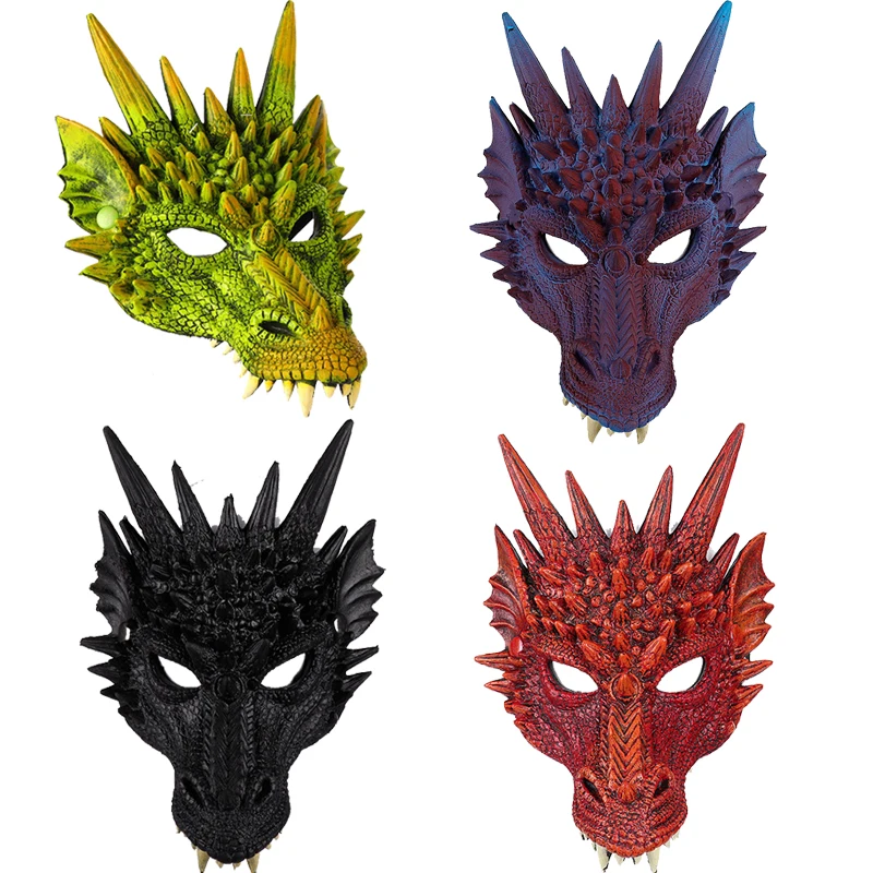

Fancey Purim Dragon Cosplay Masks Dinosaurio Costume for Adult Halloween Dino Cosplay Prop Kid Carnival Party Dragon latex Mask