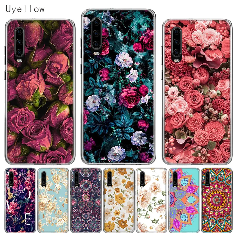 

Uyellow Silicone Phone Case For Huawei P10 P20 P30 Lite Pro Hawei Mate 10 20 lite Hawei P Smart Plus 2018 2019 Flower Soft Cover