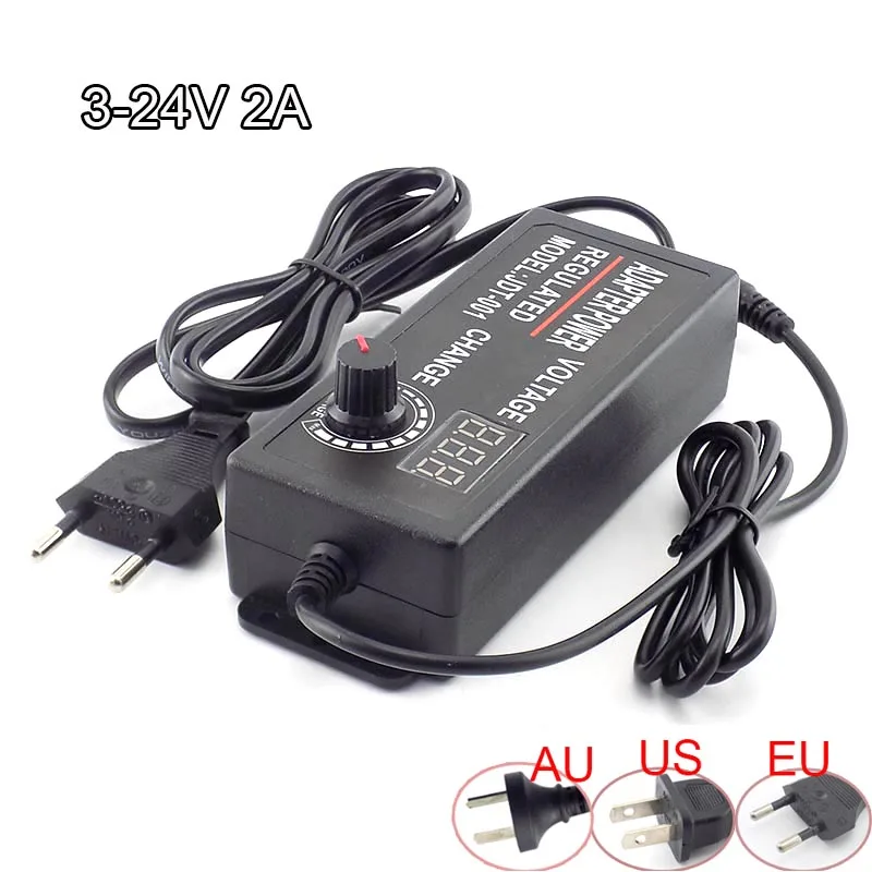 Адаптер с регулируемой мощностью AC 100-220 В к DC 3-24 В 2A CCTV Блок питания для камеры Led полосы света дисплей экран зарядное устройство J17