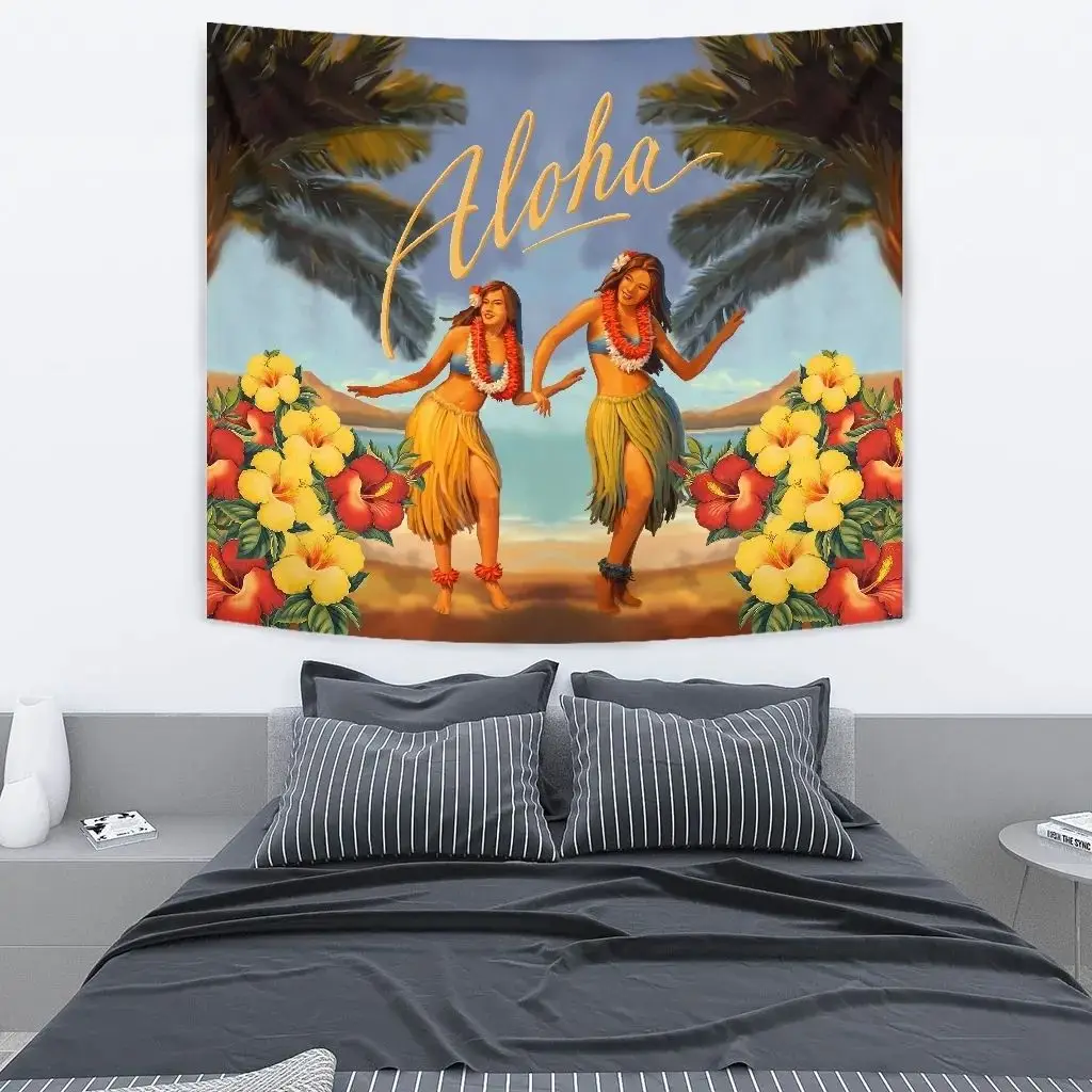 Alohawall Tapestry 3D Printed Anchor Galaxy Samoa Hibiscus Tapestries Rectangular Home Decor Living Room DIY Wall Hanging | Дом и сад
