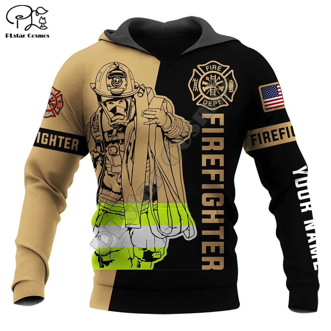 

PLstar Cosmos Firemen Firefighters Customized Name 3D Printed Hoodies Sweatshirts Zip Hooded For Men/Women Casual Streetwear F19