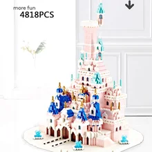 

creative fairy tale building BRICKS micro diamond block world famous city pink Fairyland Castle model nanobricks toys collection