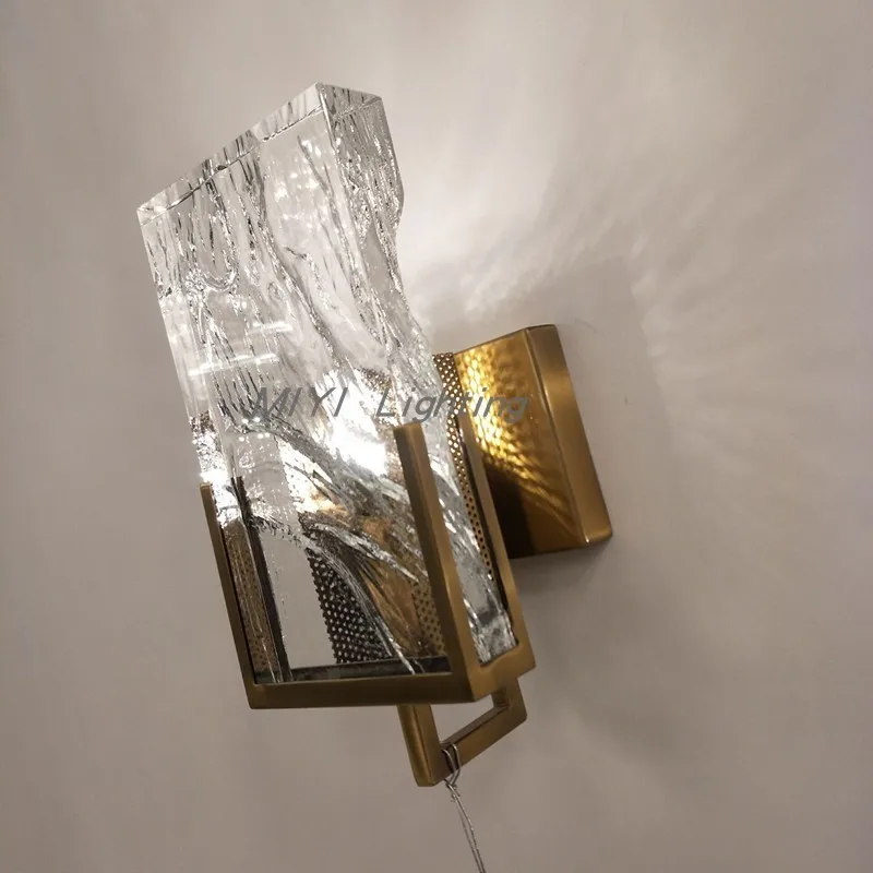 

modern led glass marble wall lamp bedroom K9 crystal wall lamp Nordic wall lamp