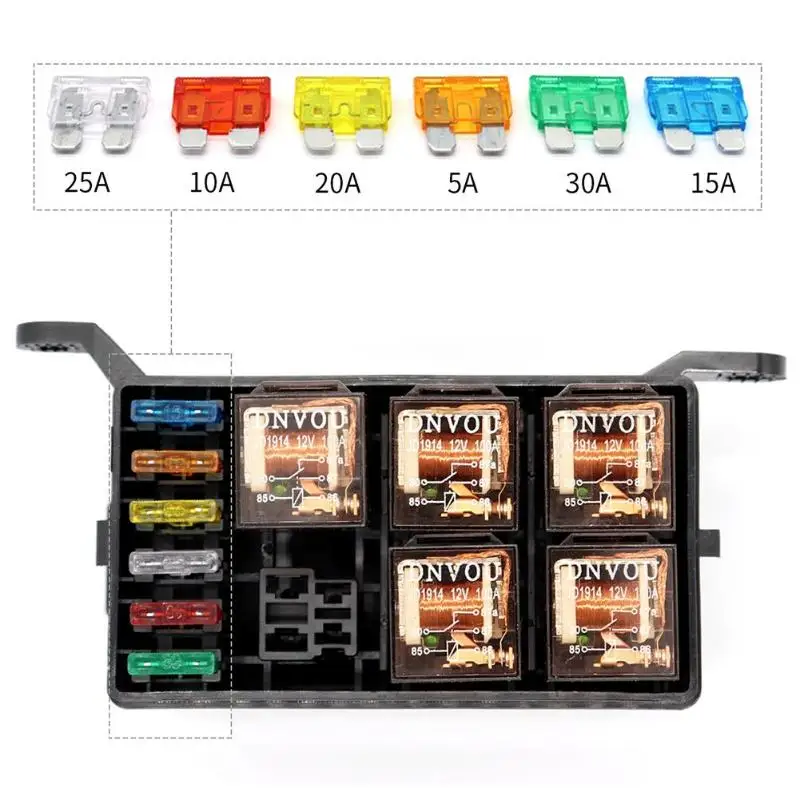 12V 40A автомобиль 6 Way блок предохранителей реле + образными пазами АТО/ATC лезвие