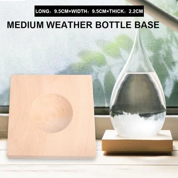 

Barometer Shelf Wood Desktop Wooden Base Weather Forecast Bottle Base Storm Bottle Bracket M 9.5*9.5*2.2cm Glass Holder Support