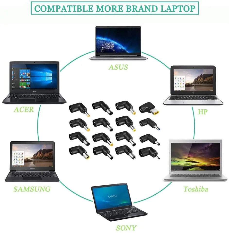 Carregador Universal do Portátil de 90w C.a. 110240v à C.c. 19v 20v 15v 16v Compatível com o Caderno de Lenovo do Gateway de hp Dell Acer Asus Toshiba - Image 2