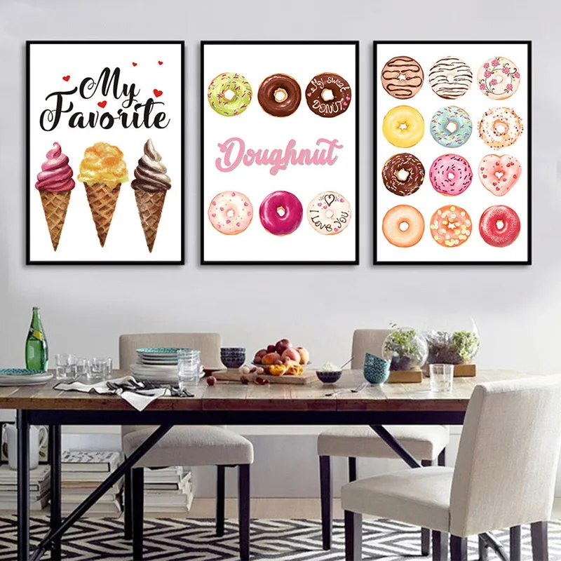 HD-Prints-Canvas-Wall-Art-Nordic-Style-Donut-Cake-Ice-Cream-Painting-Modular-Pictures-Home-Decoration (2)