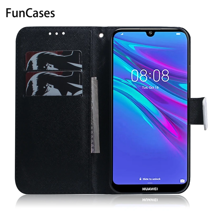 Чехол для Huawei Y6 2019 Магнитный чехол бумажник с волком пандой Y 6 MRD LX1 LX1F Huawai Huawie