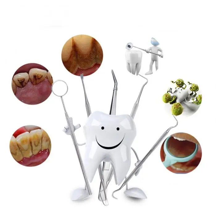 6 шт./партия из нержавеющей стали стоматологический инструмент для чистки зубов Пинцет зеркало стоматологический зонд Стоматологическая