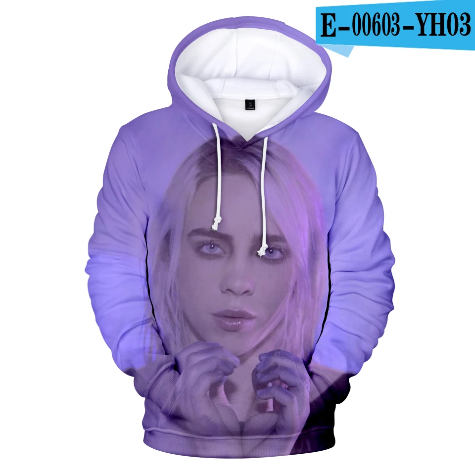 Лидер продаж, повседневные Популярные худи Billie Eilish с 3D рисунком Billie Eilish, мужские толстовки с 3D капюшоном для мальчиков и девочек, пуловеры с 3D капюшоном, топ, толстовка - Цвет: 3D