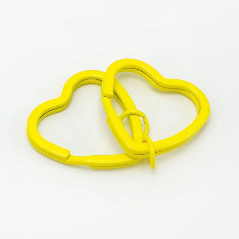 yellow Meetee 20 шт 30 мм Сердце O D кольцо брелок для ключей окрашенные красочные DIY брелок ручной работы крюковые мешки украшения аксессуары BF204 - Цвет: yellow