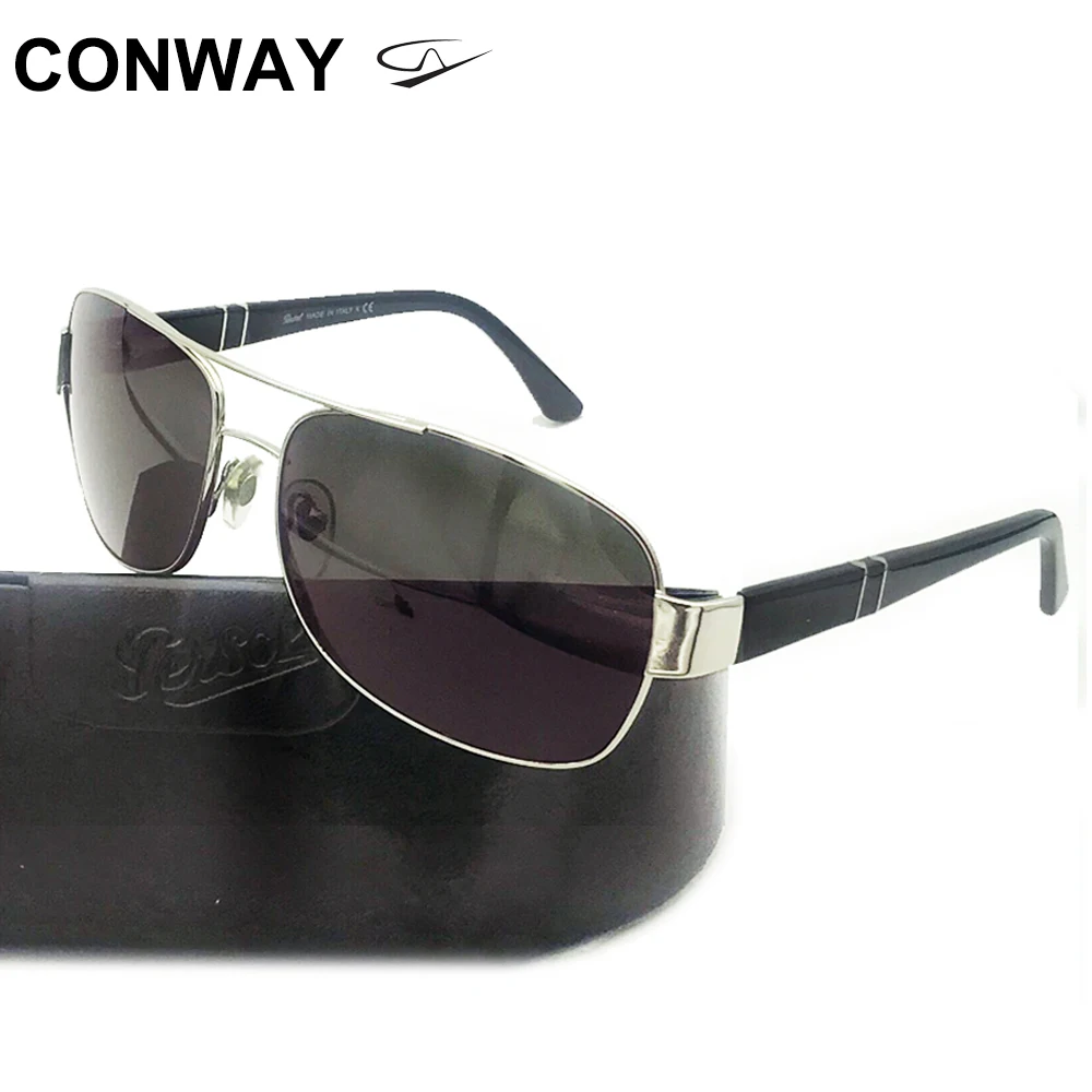 Kaufen Conway Rechteckigen Pilot Sonnenbrille für Männer Military Stil Sonnenbrille Anti Glare Fahren Gläser Metall Ruhm Unzerbrechlich Arme