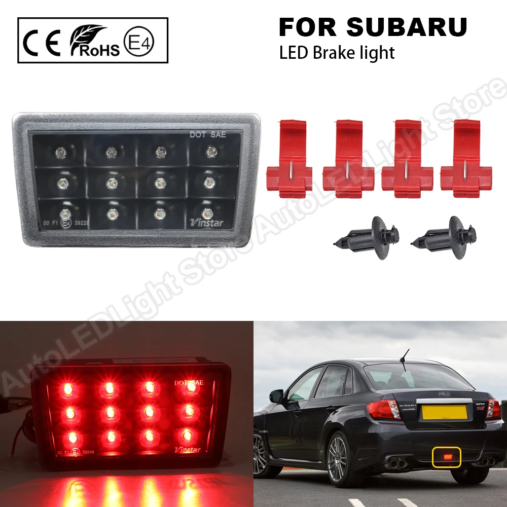 

F1 Style strobe LED Rear Fog Light Lamp Tail Brake Light Kit For Subaru WRX/STi Impreza XV Crosstrek Clear lens+Black Reflector
