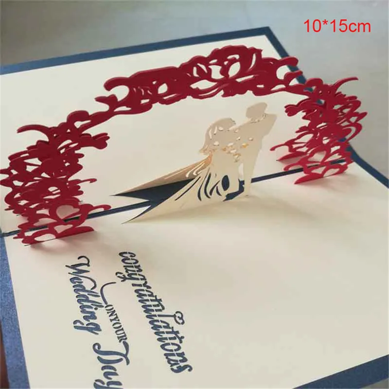 Sweet wedding blue 3D всплывающие открытки свадебные пригласительные открытки юбилейные подарки открытка Вишневое дерево приглашения на свадьбу и помолвку поздравительные открытки - Цвет: Sweet wedding blue