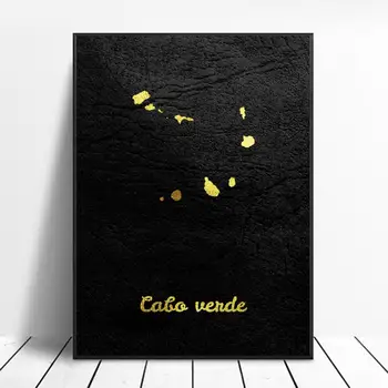 

Golden Map Cabo Verde Canvas Painting Art Print Poster Picture Wall Modern Minimalist Bedroom Living Room Decoration
