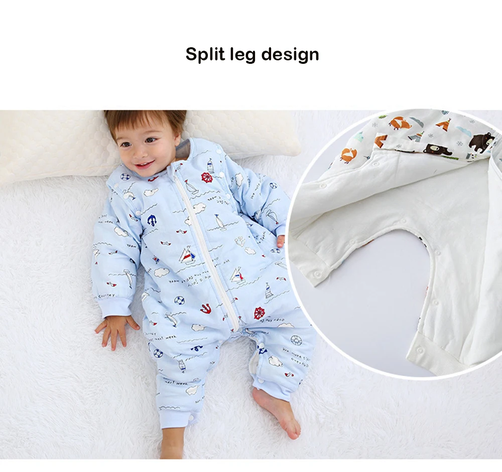 Спальный мешок для малышей с длинными отстегивающимися рукавами; теплые спальные мешки с разрезом для ног; теплая Пижама для малышей; сезон