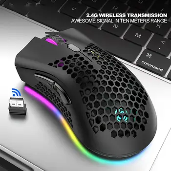 

Wireless USB Rechargeable 1600 DPI RGB Backlight Gaming Mouse for PC/Laptop