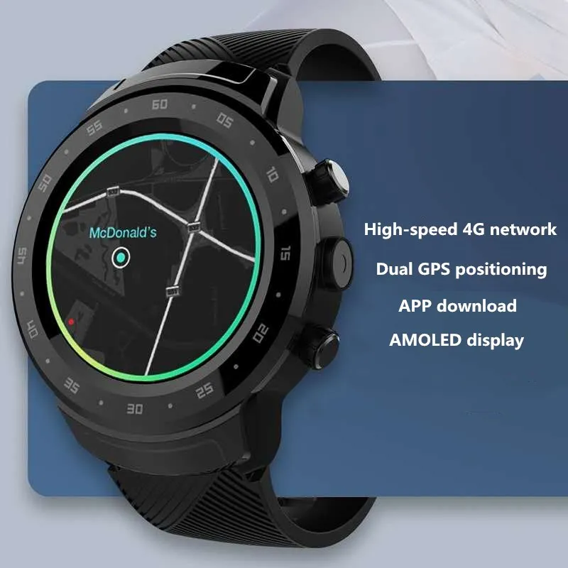 

Android smart watch adult 4g card phone men's round screen wifi internet call camera fitness sports watch Google Play App Store