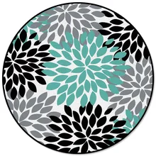 Круглый ковер, Dahlia, серый, зеленый, черный, цветок, супер мягчайший Коврик для двери, для свадьбы, банкета, для дома, для подростков, для женщин, кафе, для дома, для девочек