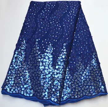 

Royal blue african french lace with sequins applique lace african tulle net lace 5yards nigerian lace fabric for dress PS-Q311