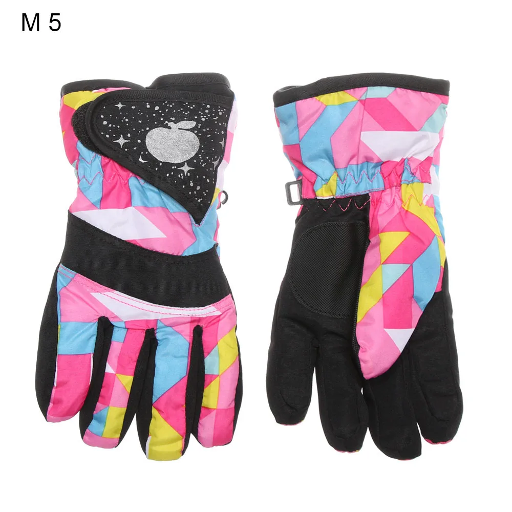Детские зимние теплые перчатки для мальчиков и девочек для катания на лыжах и сноуборде, ветрозащитные непромокаемые перчатки для катания на открытом воздухе - Цвет: M-5