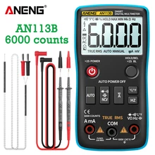 Aneng an113b multímetro multimetro digital analogico rms verdadeiro com analogico amperimetro testador de temperatura 6000 contagens auto-variando medidor de tensão ac/dc transistor capacimetro lanterna