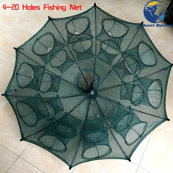 

Strengthened 4-20 Holes Automatic Fishing Net Shrimp Cage Nylon Foldable Crab Fish Trap Cast Net Cast Folding Fishing Network
