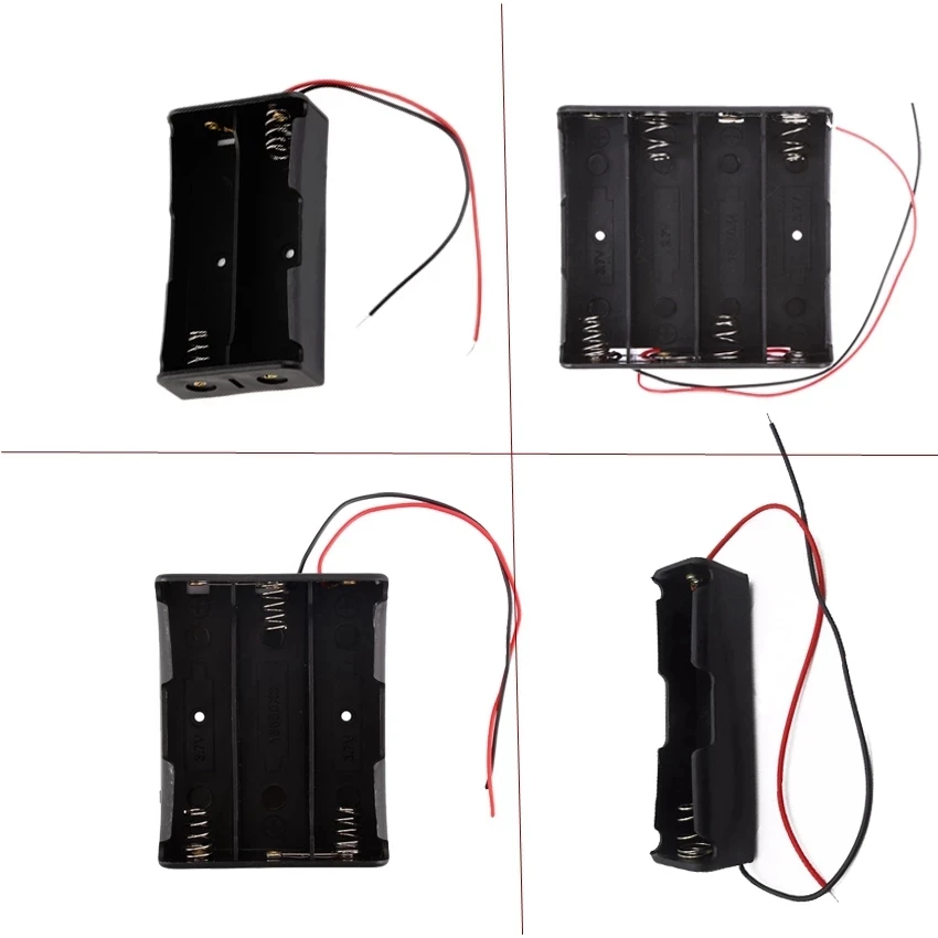 Storage Box for 4/3/2 / 1x18650 Batteries, Plastic Box With 1, 2, 3 and 4 BatterySslots, Container with Cables