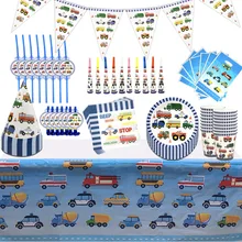 Bleu Construction Birthday Party Supplies Including Plates Cups Napkins Tablecloth Banner Happy Birthday Hat Serves 6