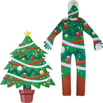 

2019 green Elf Girls boy christmas Festival Santa Clause for Girls New Year chilren Siamese clothes Fancy Dress Xmas Party