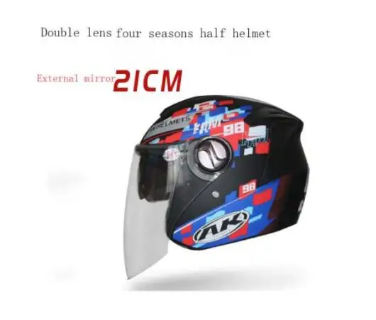 Модный AK-722 мотоциклетный шлем, теплый осенне-зимний полушлем для мужчин и женщин, полупокрытие, двойной объектив, шлем, один размер 9