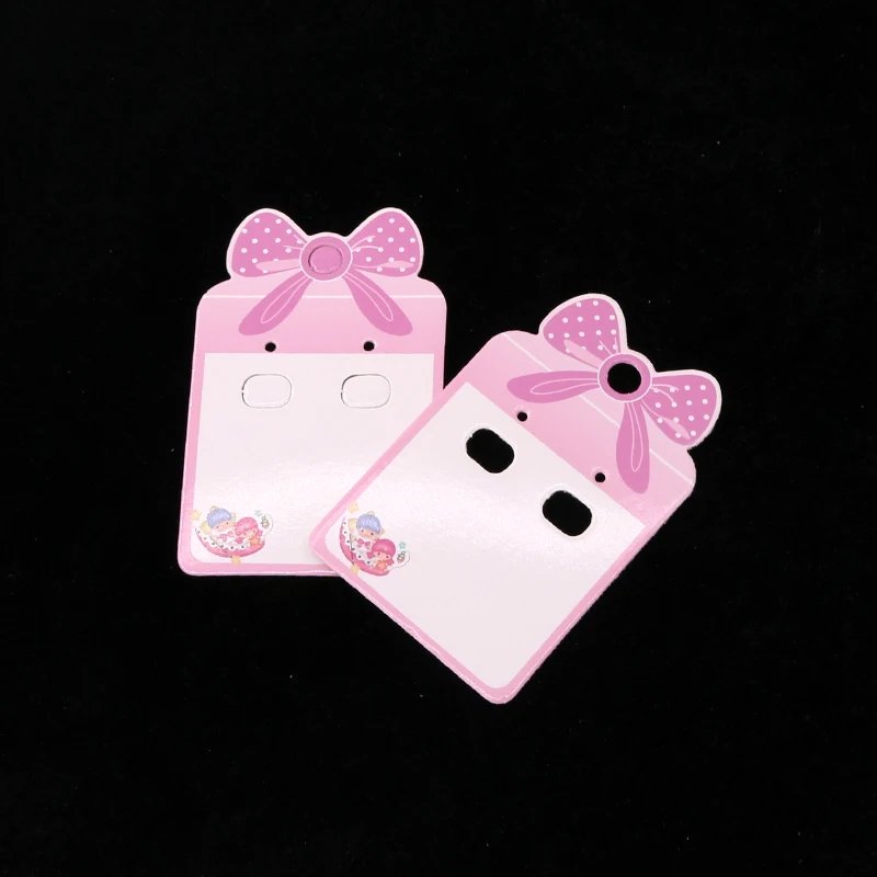Pink Bow 100Pcs/lot 5*8cm Jewelry Earring Chains Ear Studs Hanging Cards Round Earrings Clip Card Packaging Display | Украшения и