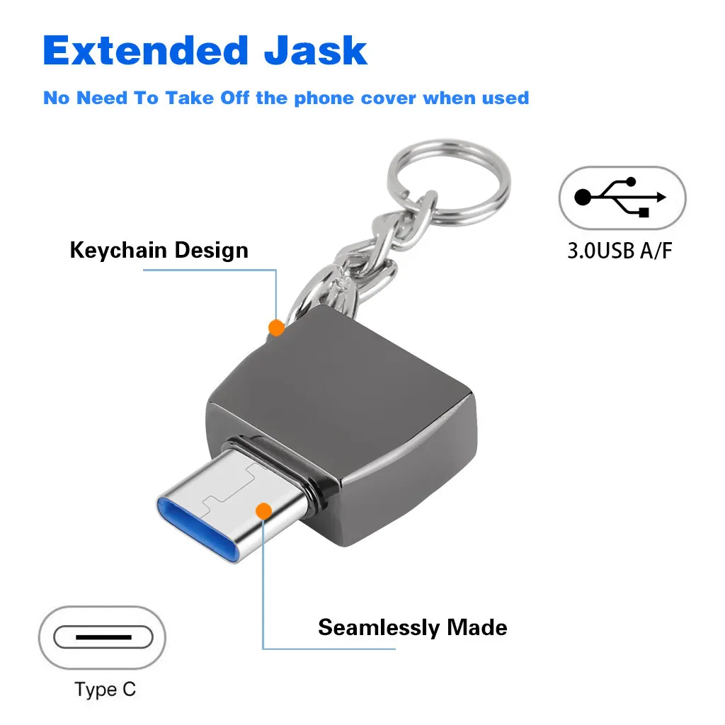 Брелок тип-c для USB3.0 данных Мини Портативный зарядный адаптер конвертер USB C адаптер для samsung Galaxy S8/S8 plus для LG#1023