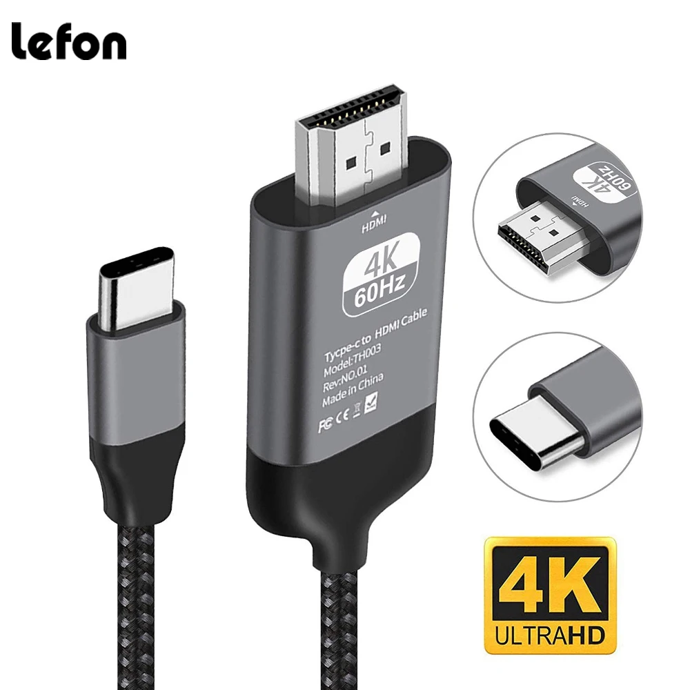 

USB C to HDMI Cable (4K@60Hz) Aluminium Braided USB Type C to HDMI Cable for MacBook /iPad Pro 2018 Surface Book Samsung S8 S9