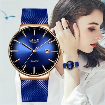 

LIGE Women Watches Top Luxury Brand Slim Waterproof Watch Women's Stainless Steel Casual Fashion Clock Robe femme Ladies Watches