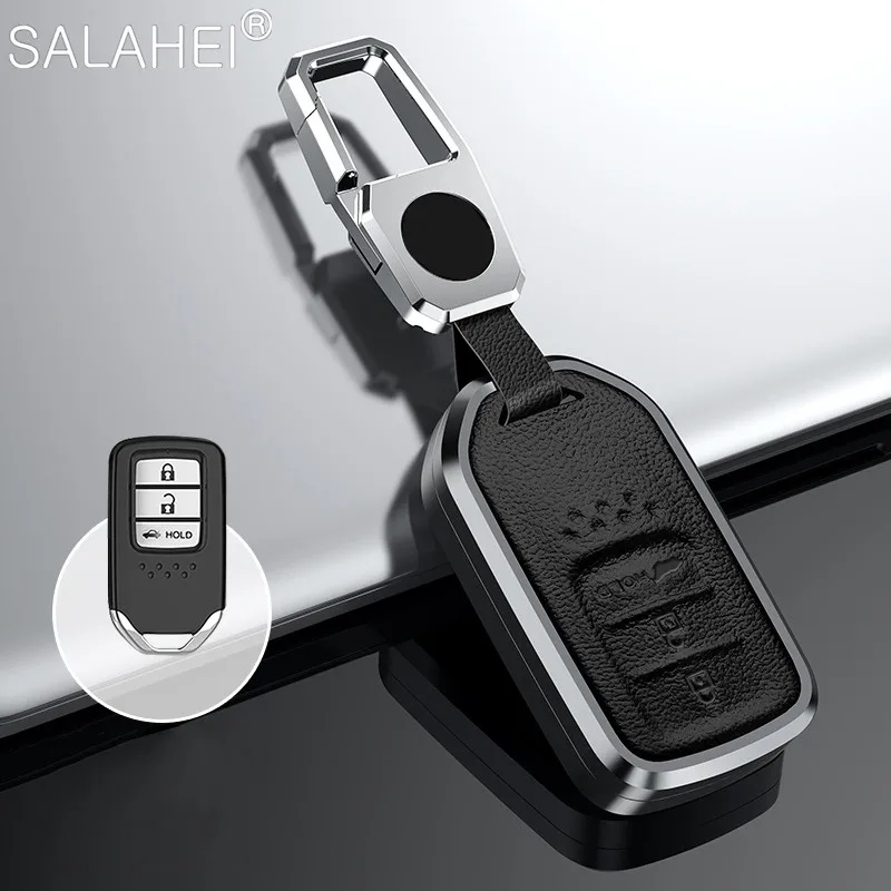 

Кожаный + алюминиевый сплав, автомобильный брелок, чехол для Honda Accord 2018 Inspire Crider Envix 2019, защитный аксессуар для брелока