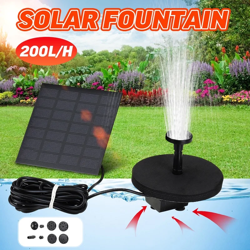 Solar Power Fountain Bird Bath Water Pump With Filter Panel Pond Pool 200L/H NEW 
