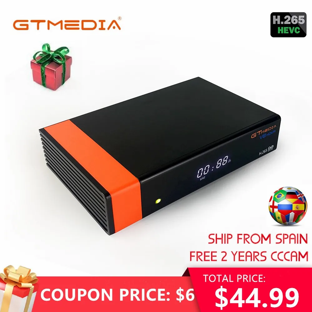 Cena Gtmedia V8 NOVA z Freesat V8 Super odbiornik tv obsługa receptora wbudowany WIFI H.265 DVB S2 cline cccam Box hiszpania dekoder telewizyjny