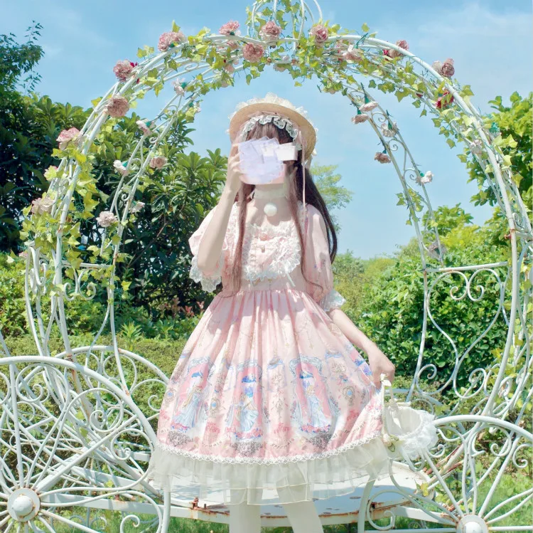Оригинальное платье Kawaii в стиле &quotЛолита&quot песочные часы ангела с коротким