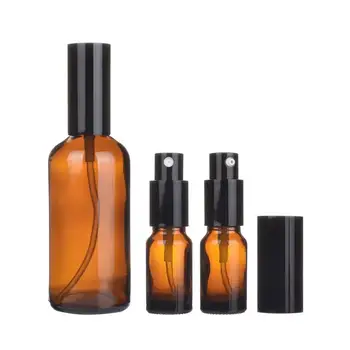 

4pcs Brown Empty Glass Spray Bottle Water Perfume Sanitizer Sprayer Refillable Bottles Mist Atomizer Dispenser