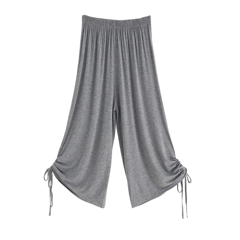 Latin Dance Loose wide leg drawstring Straight Cropped pants women Ballroom Tango trousers Cha Salsa rumba modern Dance Yoga