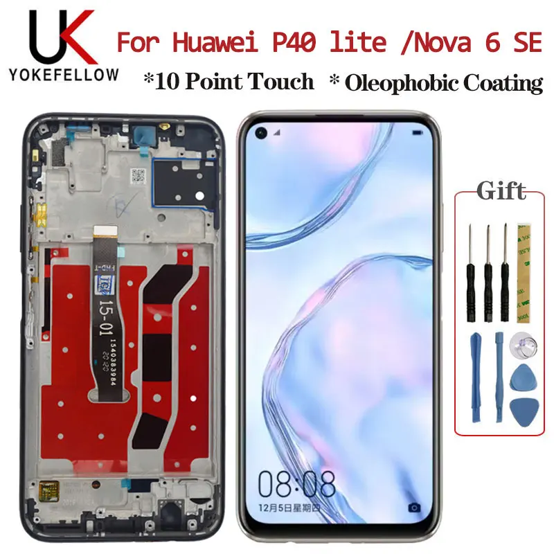 Оригинальный дисплей для huawei P40 Lite lcd oled сенсорный экран дигитайзер сборка с